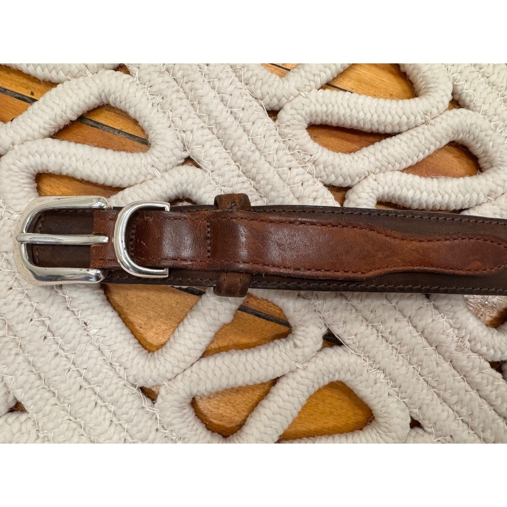 Vintage Orvis Brown Leather Belt with Silver Hardware Sz 38 - Picture 3 of 6